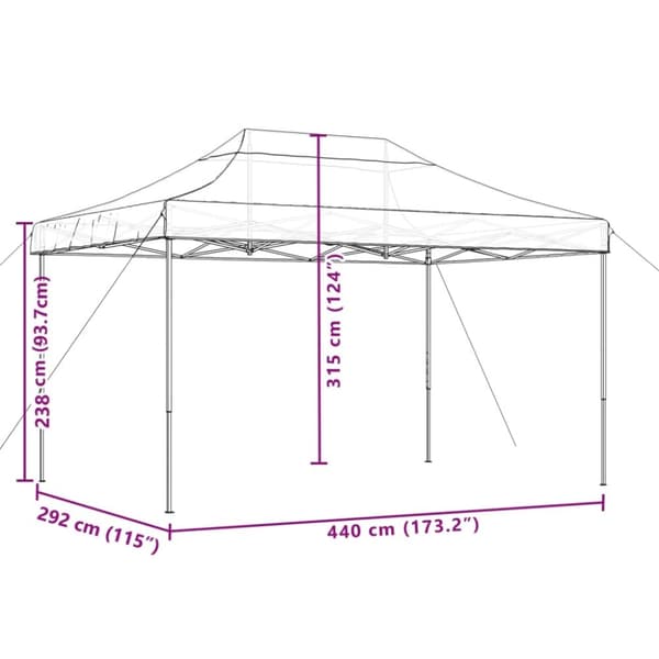 vidaXL Taitettava pop-up juhlateltta oranssi 440x292x315 cm
