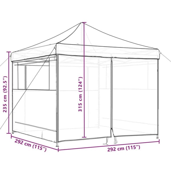 vidaXL Taitettava pop-up juhlateltta 4 sivuseinällä oranssi