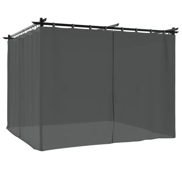 vidaXL pavillon 3x3 m med gardiner stål antracitgrå