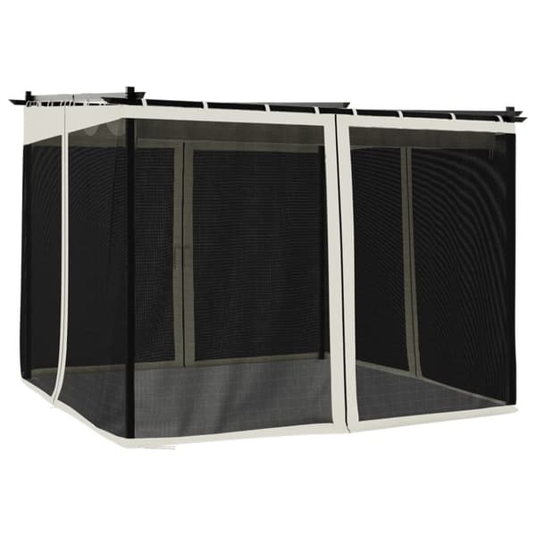 vidaXL pavillon 3x3 m mesh-vægge stål cremefarvet