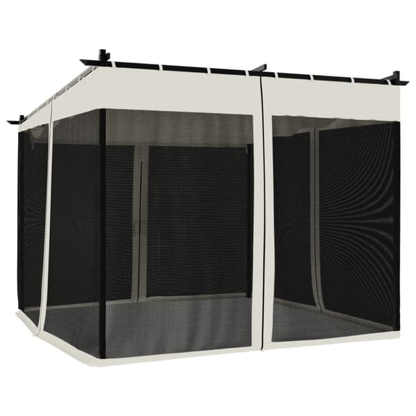 vidaXL pavillon 3x3 m mesh-vægge stål cremefarvet