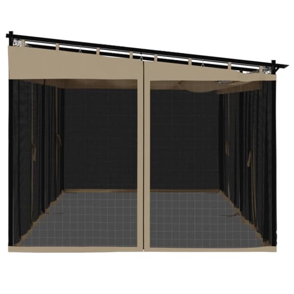 vidaXL Paviljong med nettingvegger gråbrun 6x3 m stål