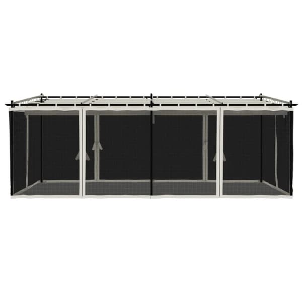 vidaXL Paviljong med nettingvegger kremhvit 6x3 m stål