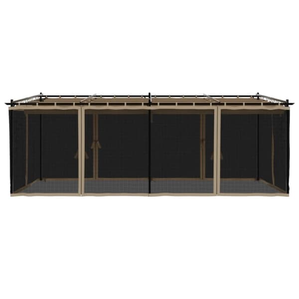 vidaXL pavillon 6x3 m mesh-vægge stål gråbrun
