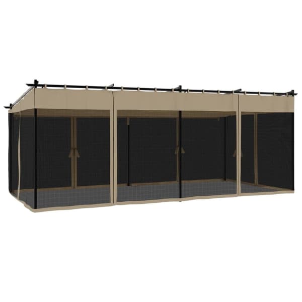 vidaXL pavillon 6x3 m mesh-vægge stål gråbrun
