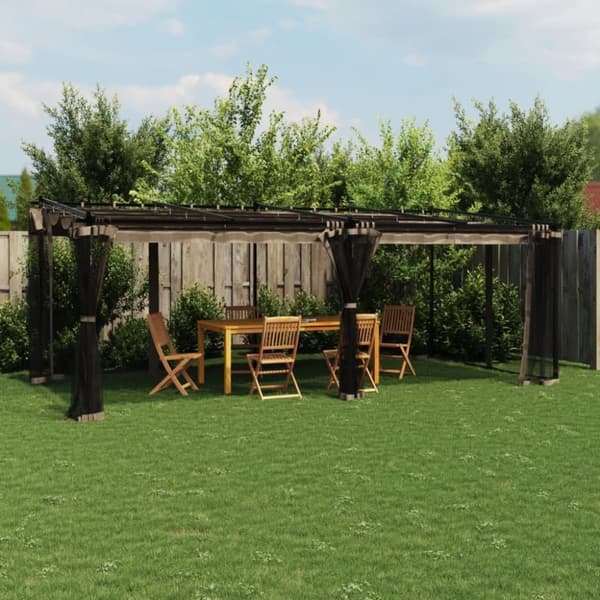 vidaXL pavillon 6x3 m mesh-vægge stål gråbrun