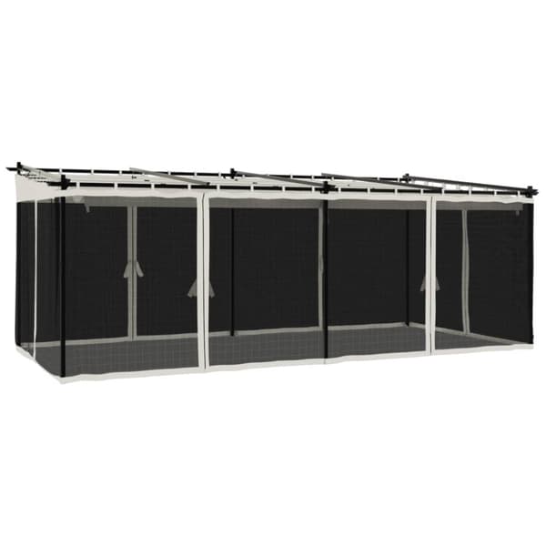vidaXL pavillon 6x3 m mesh-vægge stål cremefarvet