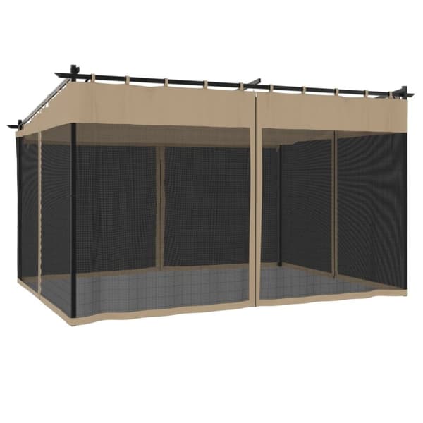 vidaXL Paviljong med nettingvegger gråbrun 4x3 m stål