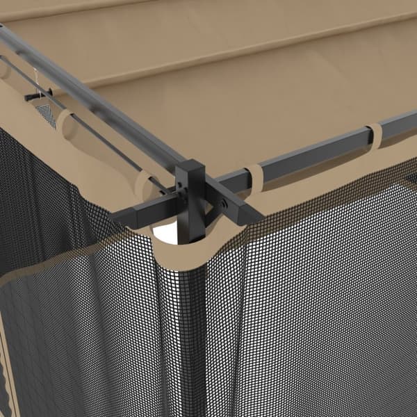 vidaXL Paviljong med nettingvegger gråbrun 4x3 m stål