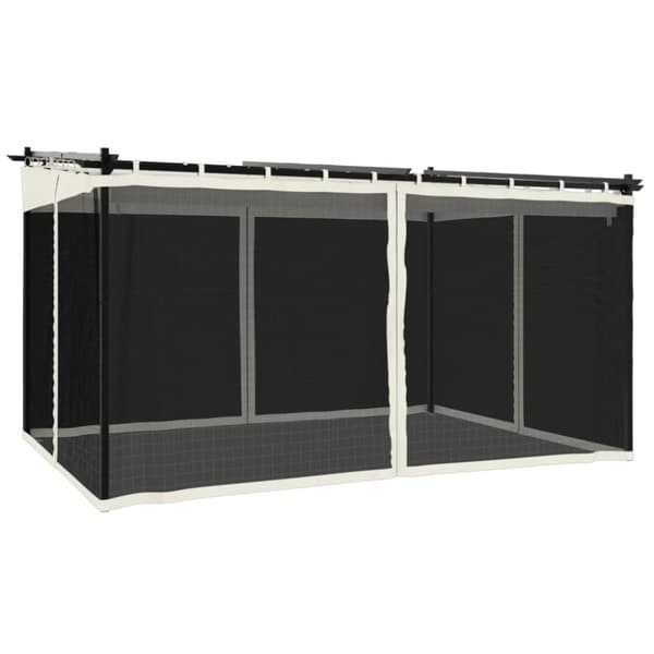 vidaXL pavillon 4x3m mesh-vægge stål cremefarvet