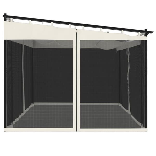 vidaXL pavillon 4x3m mesh-vægge stål cremefarvet