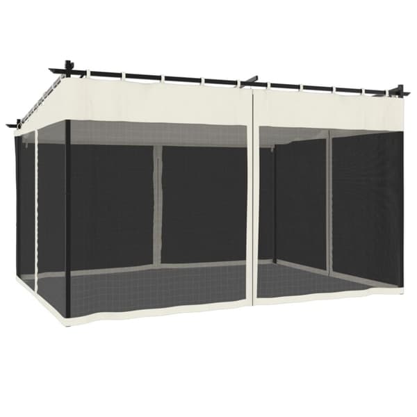 vidaXL pavillon 4x3m mesh-vægge stål cremefarvet