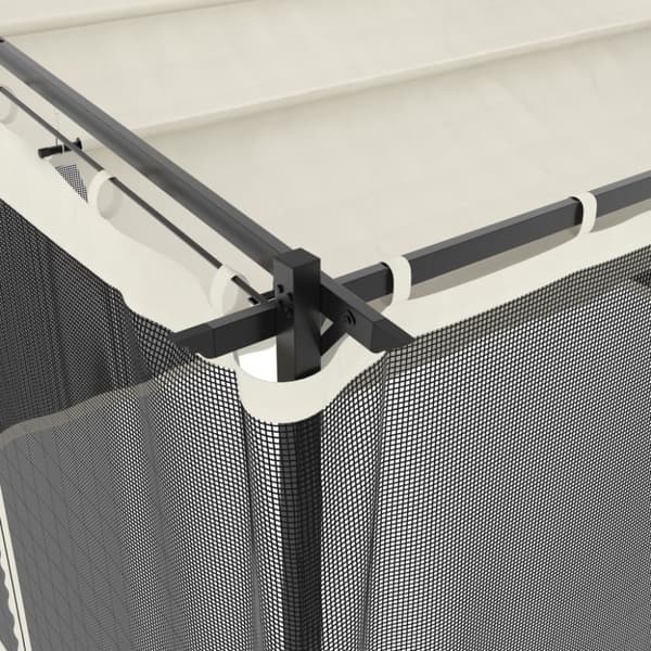 vidaXL pavillon 4x3m mesh-vægge stål cremefarvet
