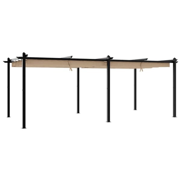 vidaXL Paviljong med infällbart tak taupe 3x6 m aluminium