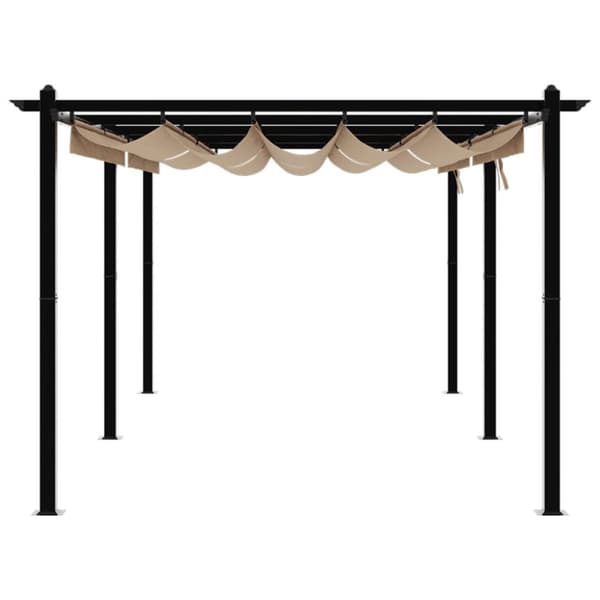 vidaXL pavillon med sammenrulleligt tag 3x6 cm aluminium gråbrun