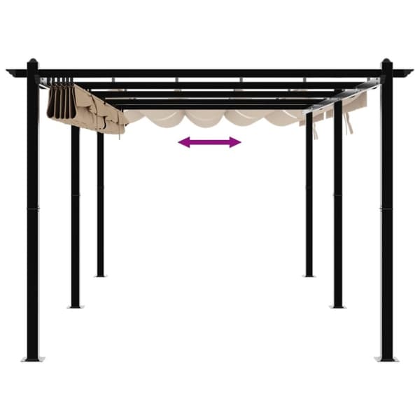 vidaXL pavillon med sammenrulleligt tag 3x6 cm aluminium gråbrun