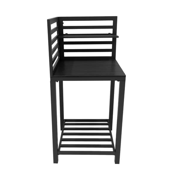 3 Piece Outdoor Kitchen Modular Configuration Corner Sink & Table Unit Aluminium Set Anthracite Grey Steel Sink With Cold Tap Storage Shelves Cupboard