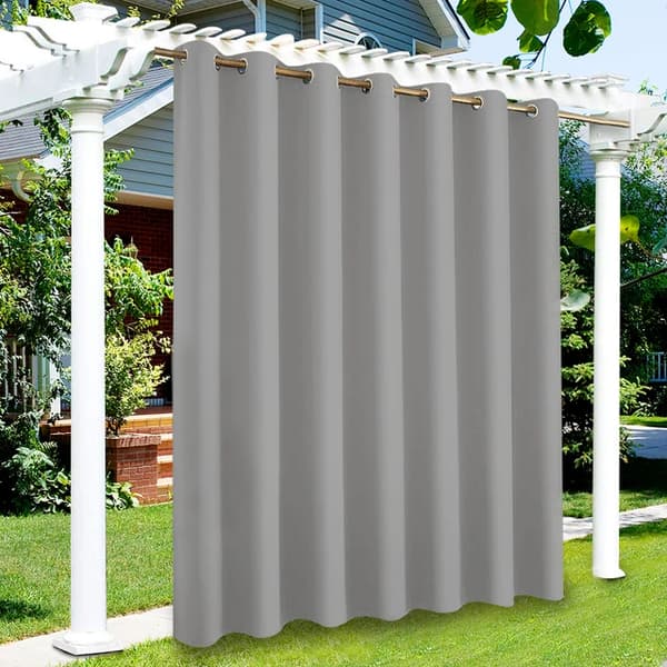 Ulkoilma verhot, vedenpitävä, auringonvalon estävä, vaaleanharmaa, W52xH108in-132x275cm, 2 kpl