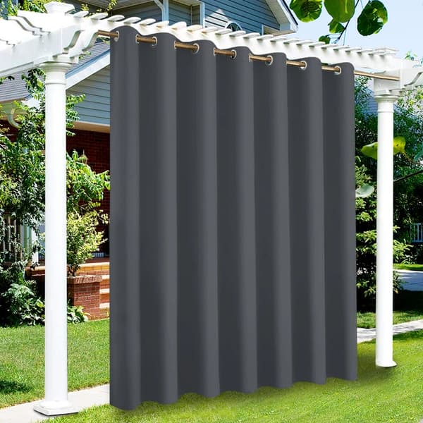 Ulkoilma verhot, vedenpitävä, auringonvalon estävä, tummanharmaa, W52xH108in-132x275cm, 2 kpl