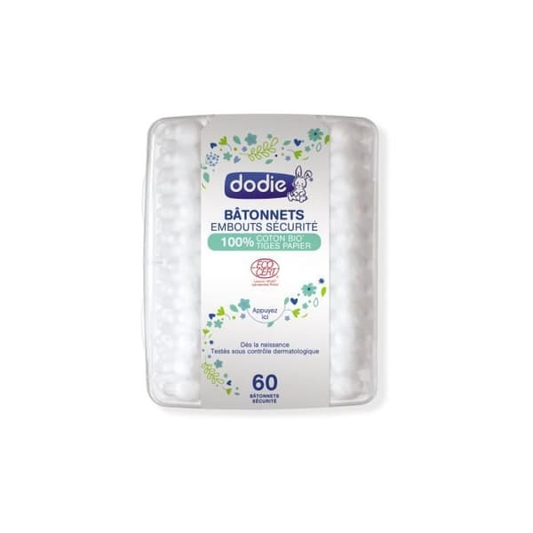 Dodie Hygiene & Care Organic Safety Tips Sticks 60 enheter