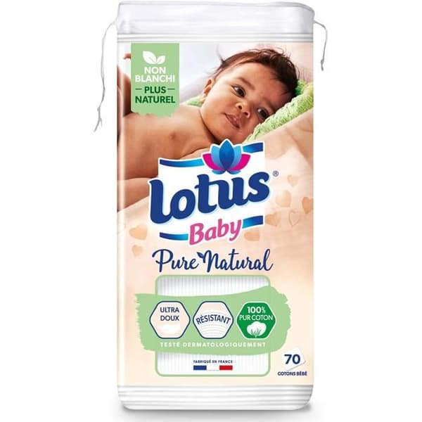 Lotus Baby Pure Natural Oblekt Bomull 70 rutor