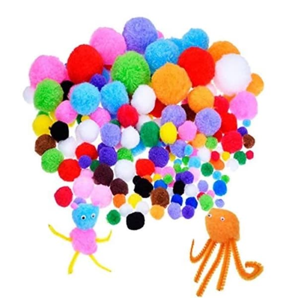 AR8RU Coloring Game piprensare hantverksset, piprensare av chenillestammar och pom poms med töntiga ögon vickar för
