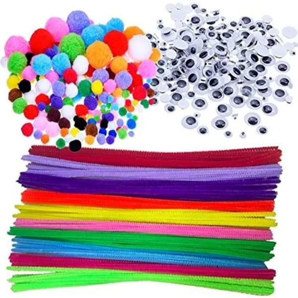 AR8RU Coloring Game piprensare hantverksset, piprensare av chenillestammar och pom poms med töntiga ögon vickar för