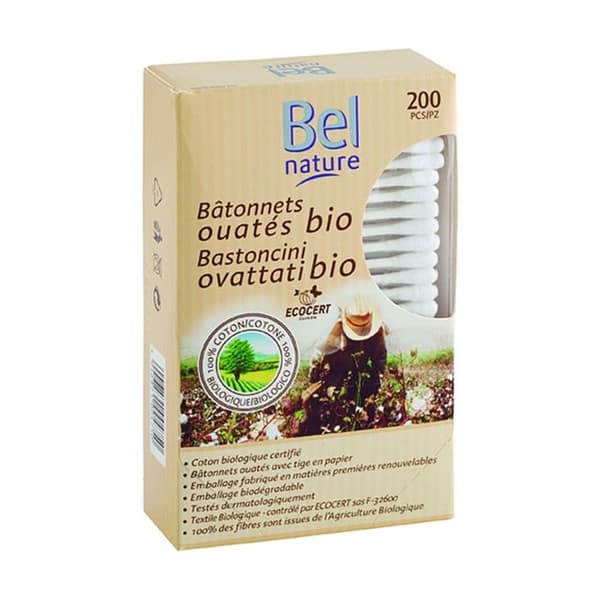 Ekologisk bomullspinne x 200 BEL NATURE
