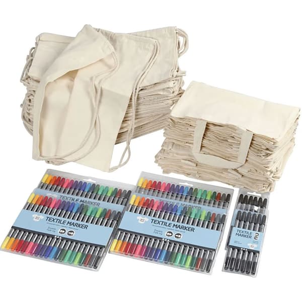 Storpack 60 st textilkassar inkl. tuschpennor