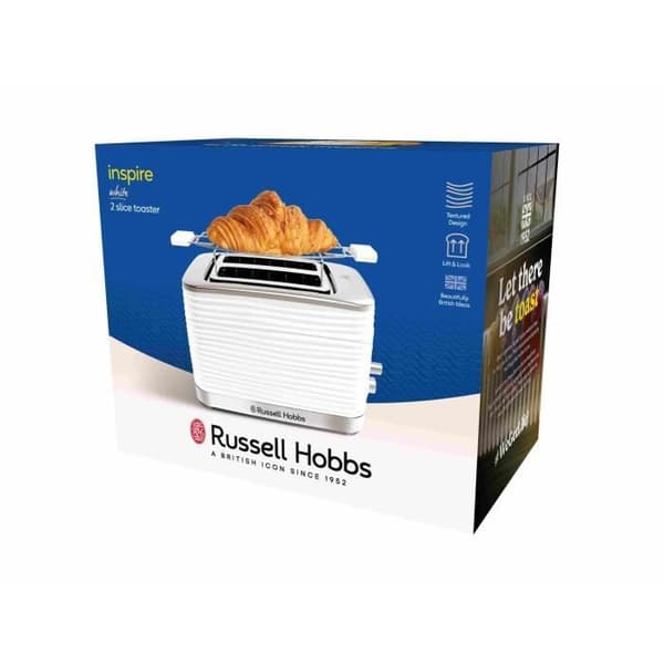 Russell Hobbs 24370-56 Inspire XL Brödrost, Browning Control, Upptining, Uppvärmning, Bakvärmare - Vit