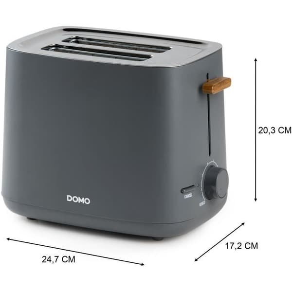 Elektrisk brödrost - DOMO - DO965T - 1000 W - 2 fack - Svart