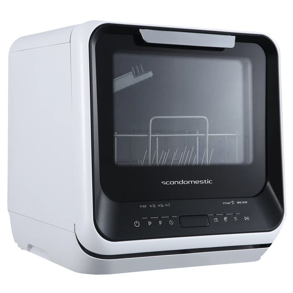 Scandomestic SFO 101 W - Diskmaskin - bredd: 42 cm - djup: 43.5 cm - höjd: 43.5 cm - vit / svart