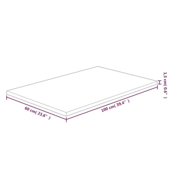 vidaXL bordplade til badeværelse 100x60x1,5 cm massivt træ lysebrun