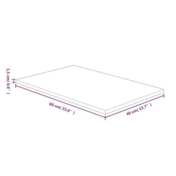 vidaXL bordplade til badeværelse 60x40x1,5 cm massivt træ lysebrun
