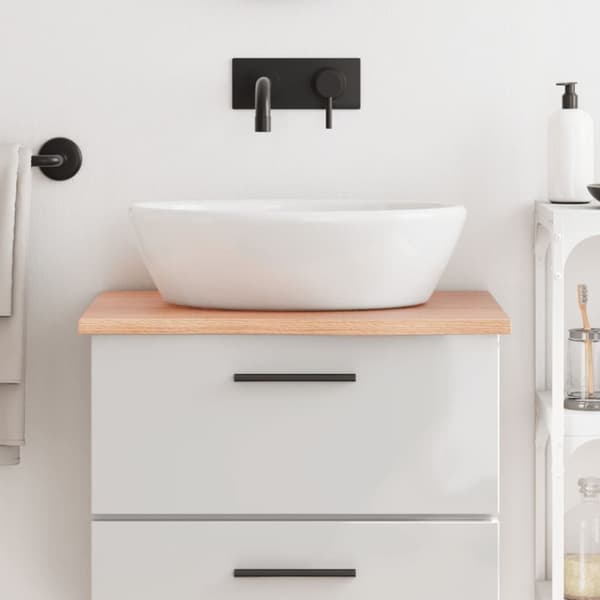 vidaXL Benkeplate til bad lysebrun 60x60x2 cm behandlet heltre