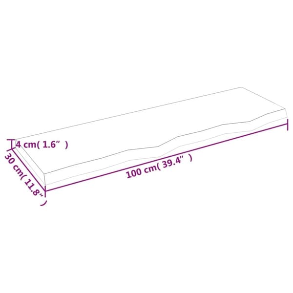 vidaXL Kylpyhuoneen työtaso t.ruskea 100x30x(2-4)cm käsitelty täyspuu