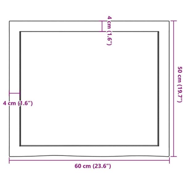 vidaXL bordplade til badeværelse 60x50x(2-4) cm massivt træ mørkebrun