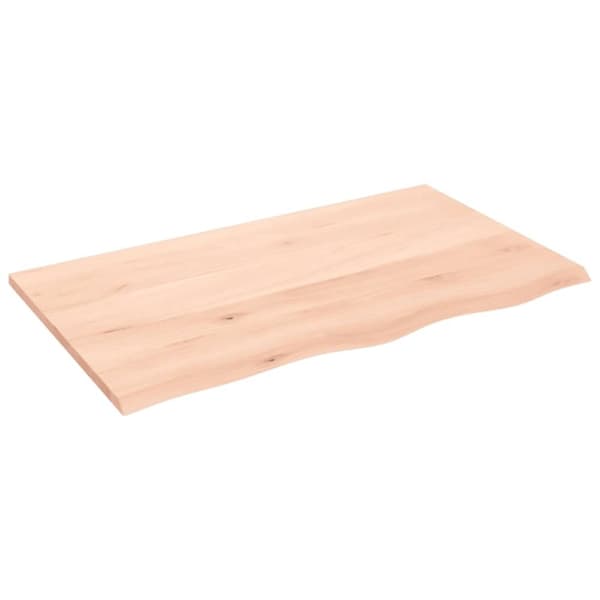 vidaXL bordplade til badeværelse 100x60x2 cm massivt træ ubehandlet