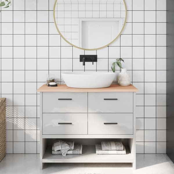 vidaXL Kylpyhuoneen työtaso 100x40x2 cm käsittelemätön täysi puu