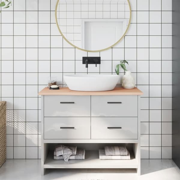 vidaXL bordplade til badeværelse 100x30x2 cm massivt træ ubehandlet