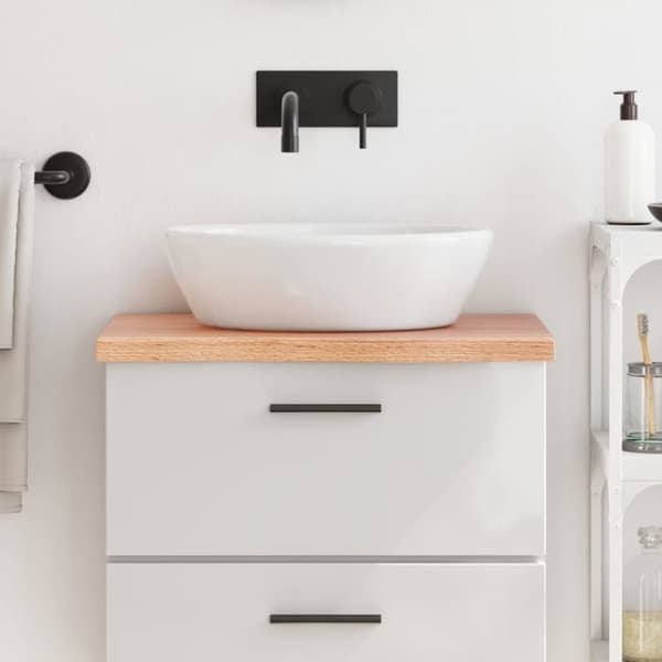 vidaXL bordplade til badeværelse 60x40x(2-4) cm massivt træ lysebrun