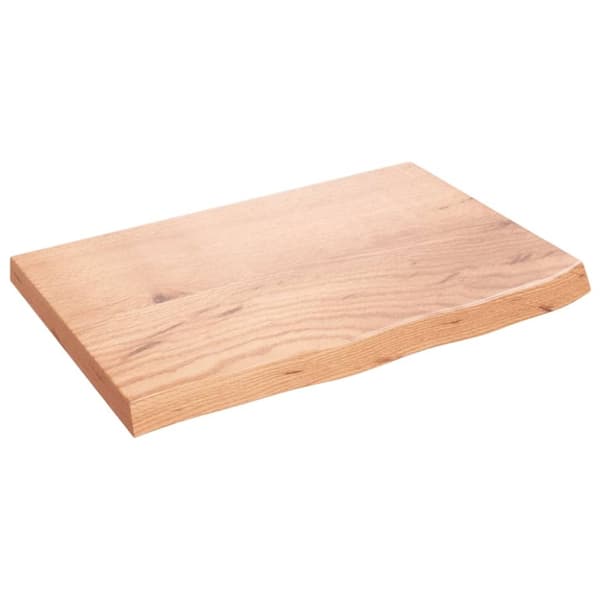 vidaXL bordplade til badeværelse 60x40x(2-4) cm massivt træ lysebrun