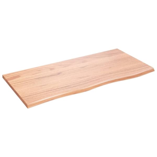 vidaXL bordplade til badeværelse 100x50x2 cm massivt træ lysebrun