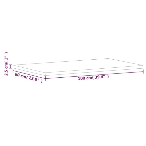 vidaXL Benkeplate til bad 100x60x2,5 cm heltre bøketre