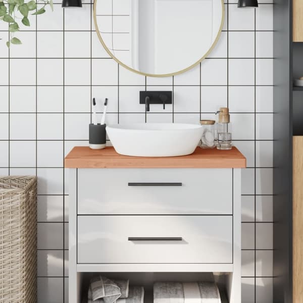 vidaXL bordplade til badeværelse 80x40x4 cm massivt bøgetræ