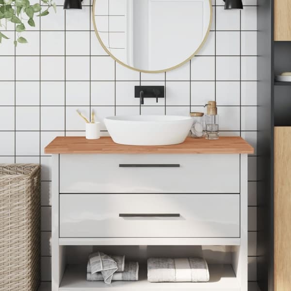vidaXL bordplade til badeværelse 100x60x2,5 cm massivt bøgetræ