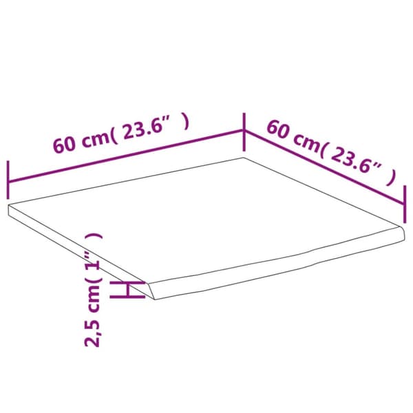 vidaXL Bänkskiva för badrum 60x60x2,5 cm fyrkantig massiv akacia