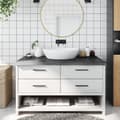 Miniatyrbillede 1 af 9: vidaXL bordplade til badeværelse 100x50x(2-6) cm massivt træ mørkebrun -  Køkkenbordplader