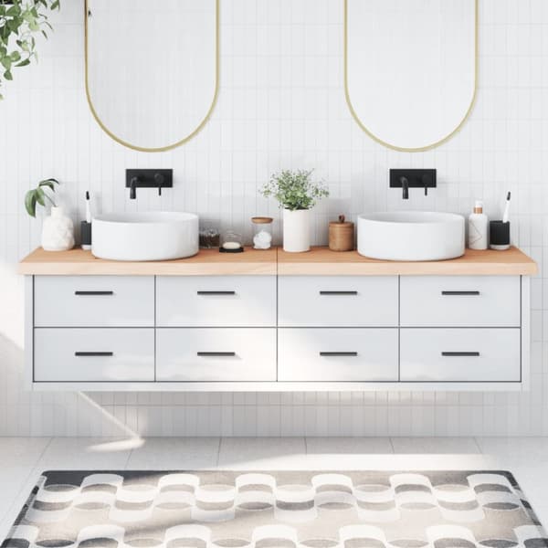 vidaXL Bänkskiva för badrum 200x30x(2-6) cm obehandlat massivt trä -  Bänkskivor