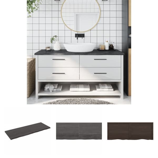 The Living Store bordplade til badeværelse 160x60x(2-4) cm massivt træ mørkebrun -  Køkkenbordplader